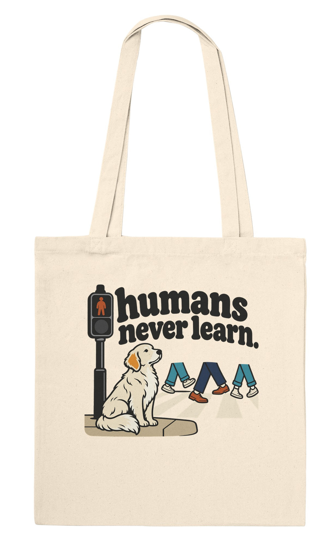 Humans Never Learn feel-good tote bag in natural, Zen Koala Australia