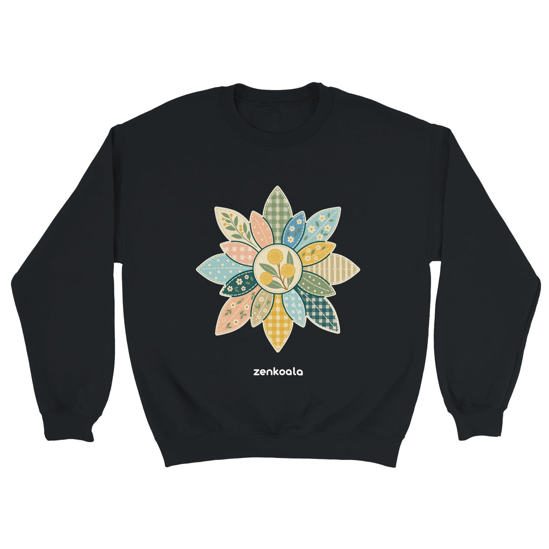 Wattle Mandala feel-good sweatshirt in black, Zen Koala Australia