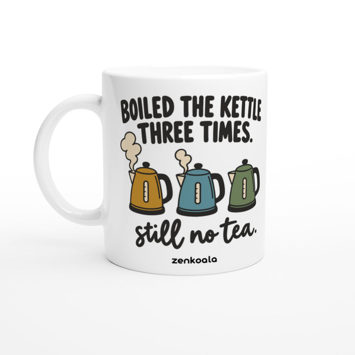 Boiled the Kettle Three Times mug in all white, Zen Koala Australia