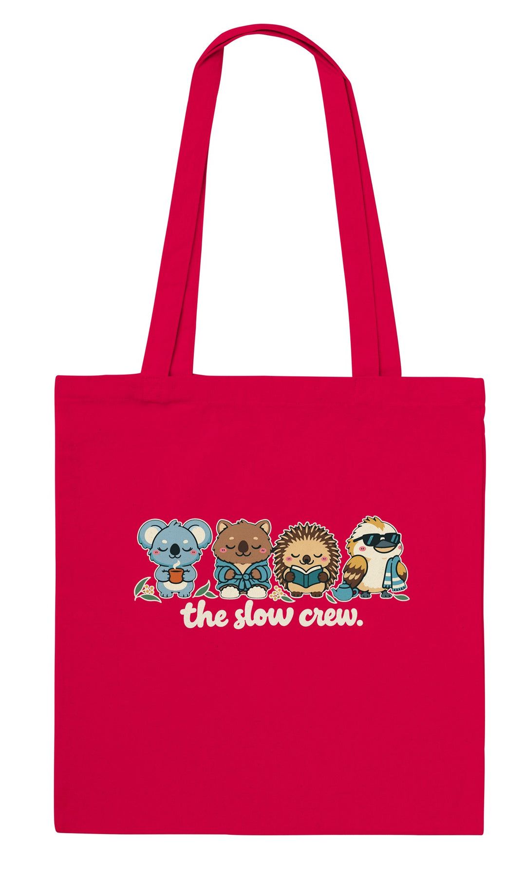 The Slow Crew feel-good tote bag in red, Zen Koala Australia
