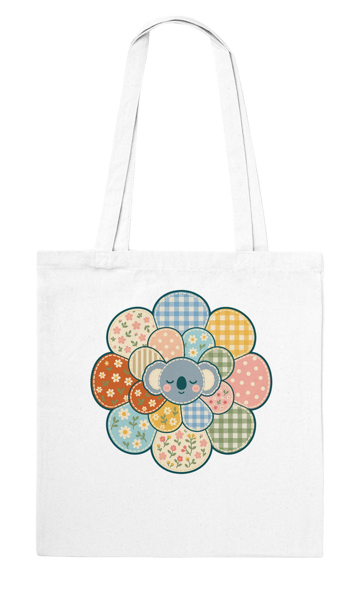 Zen Mandala Flower feel-good tote bag in white, Zen Koala Australia