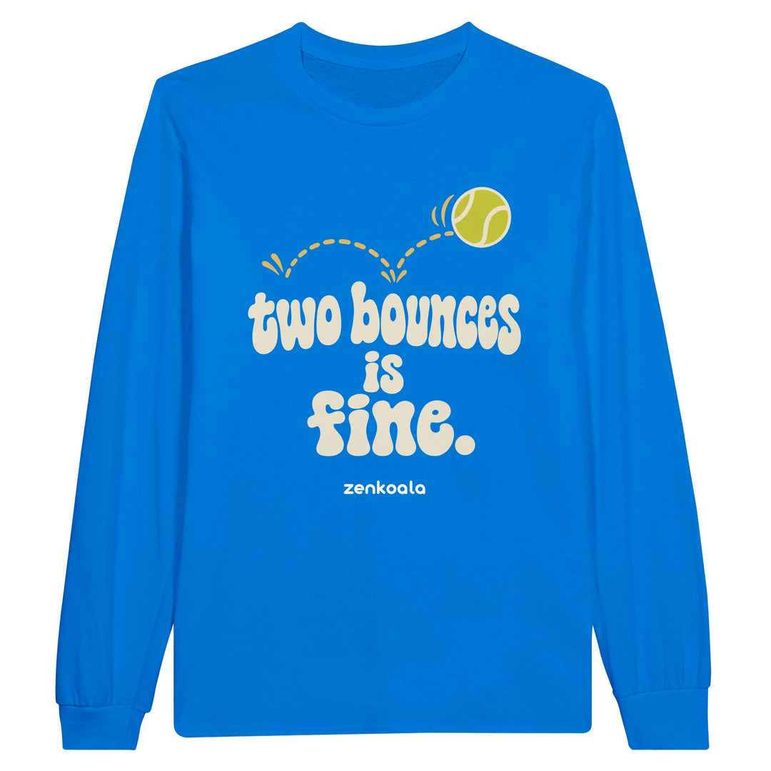 Two Bounces Is Fine feel-good long sleeve tee in royal, Zen Koala Australia