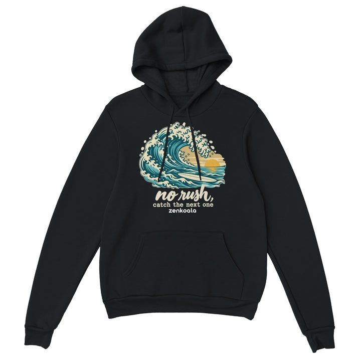 No Rush Catch the Next One feel-good hoodie in black, Zen Koala Australia