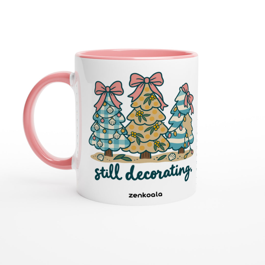 Still Decorating mug in pink: white with a pink rim, inside and handle, Zen Koala Australia