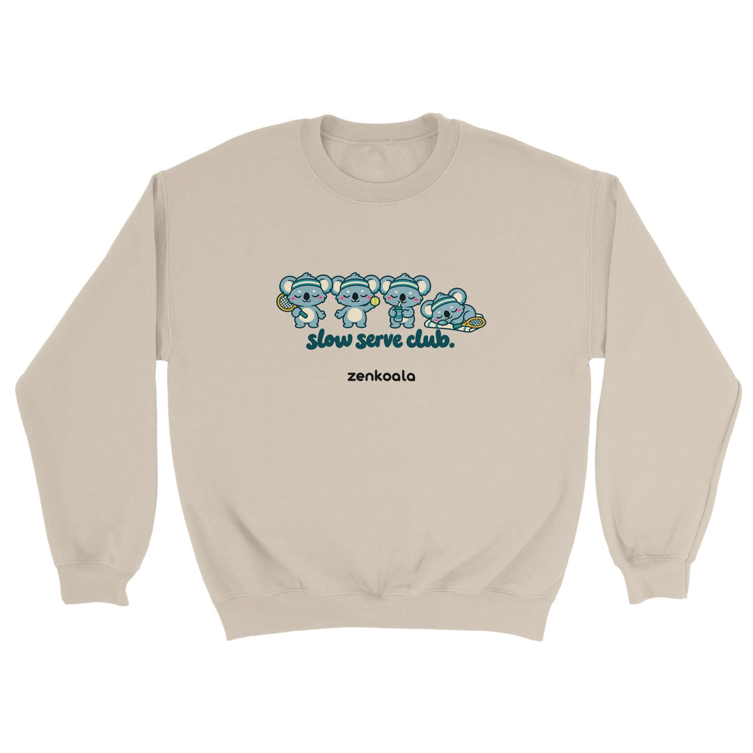 Slow Serve Club feel-good sweatshirt in sand, Zen Koala Australia