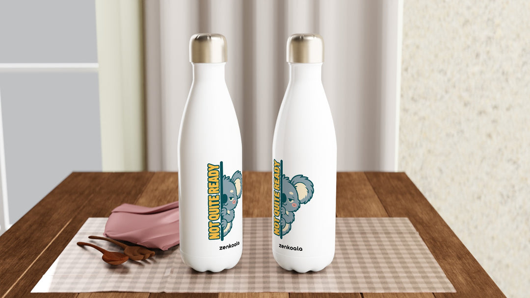 Two Not Quite Ready water bottles on a table, Zen Koala Australia