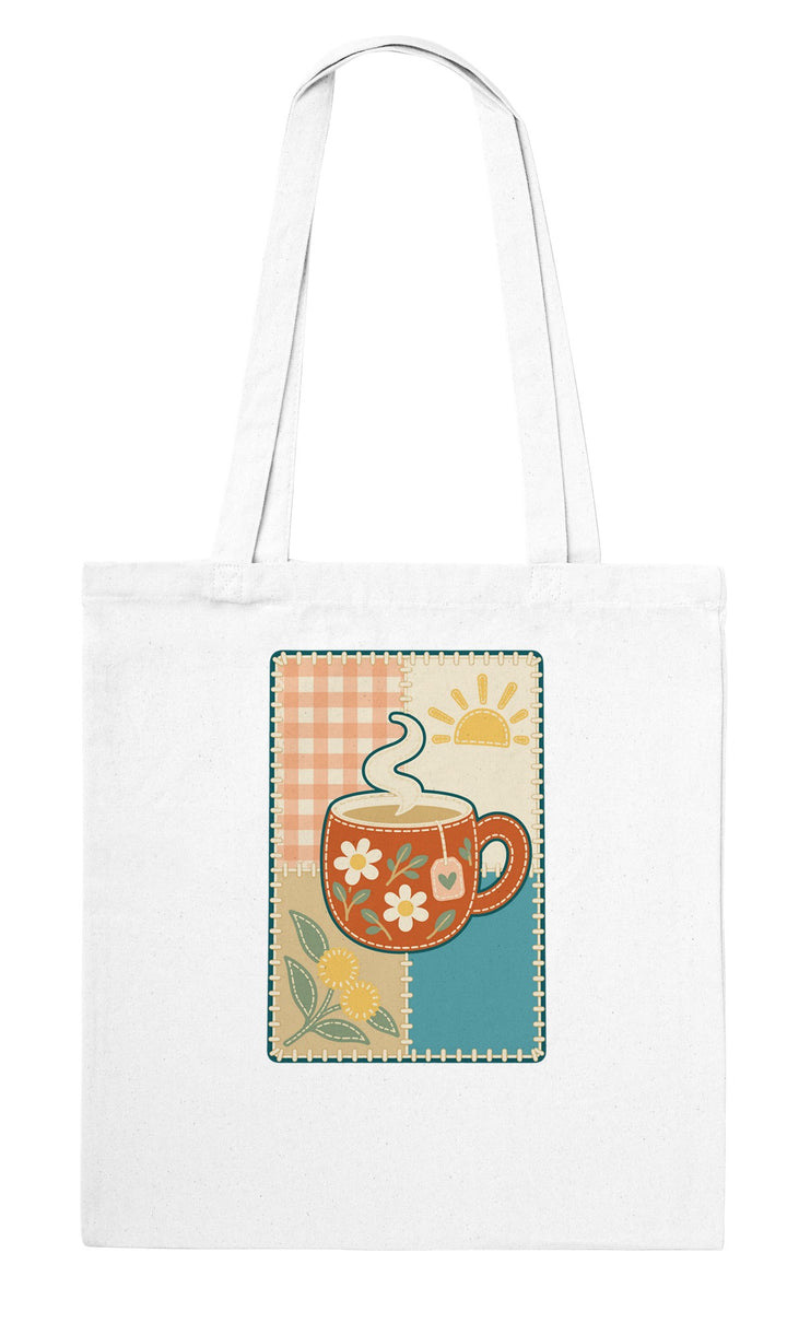 Cuppa Quilt feel-good tote bag in white, Zen Koala Australia