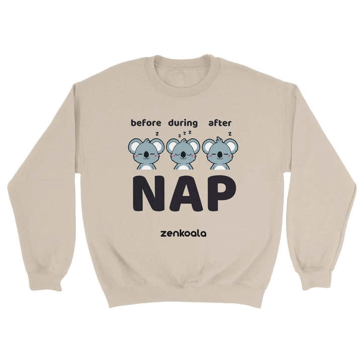 Before Nap Nap After Nap Koala feel-good sweatshirt in Sand — Zen Koala Australia