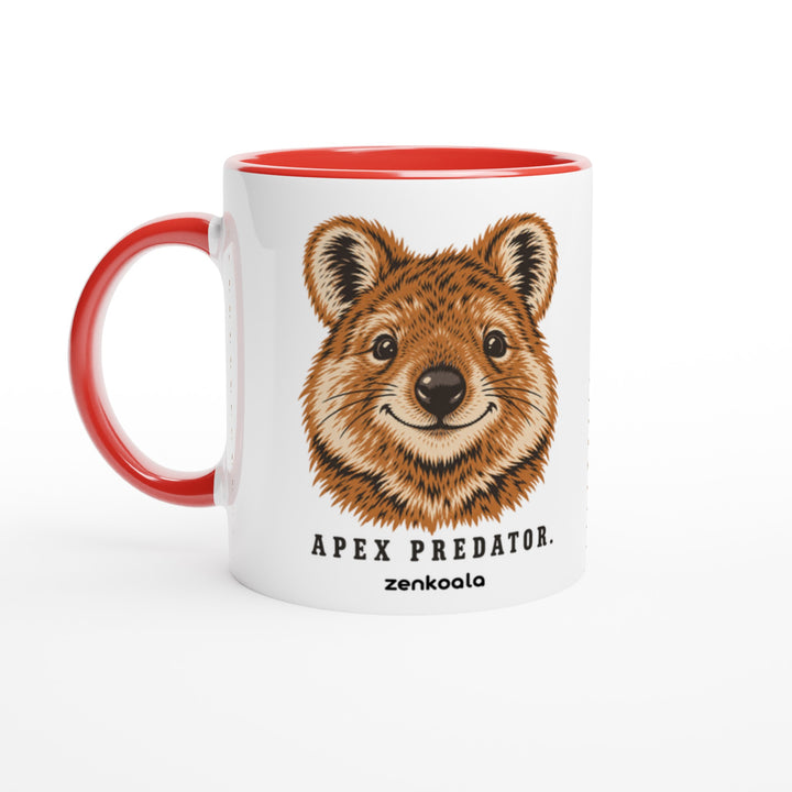 Apex Predator mug in red: white with a red rim, inside and handle, Zen Koala Australia