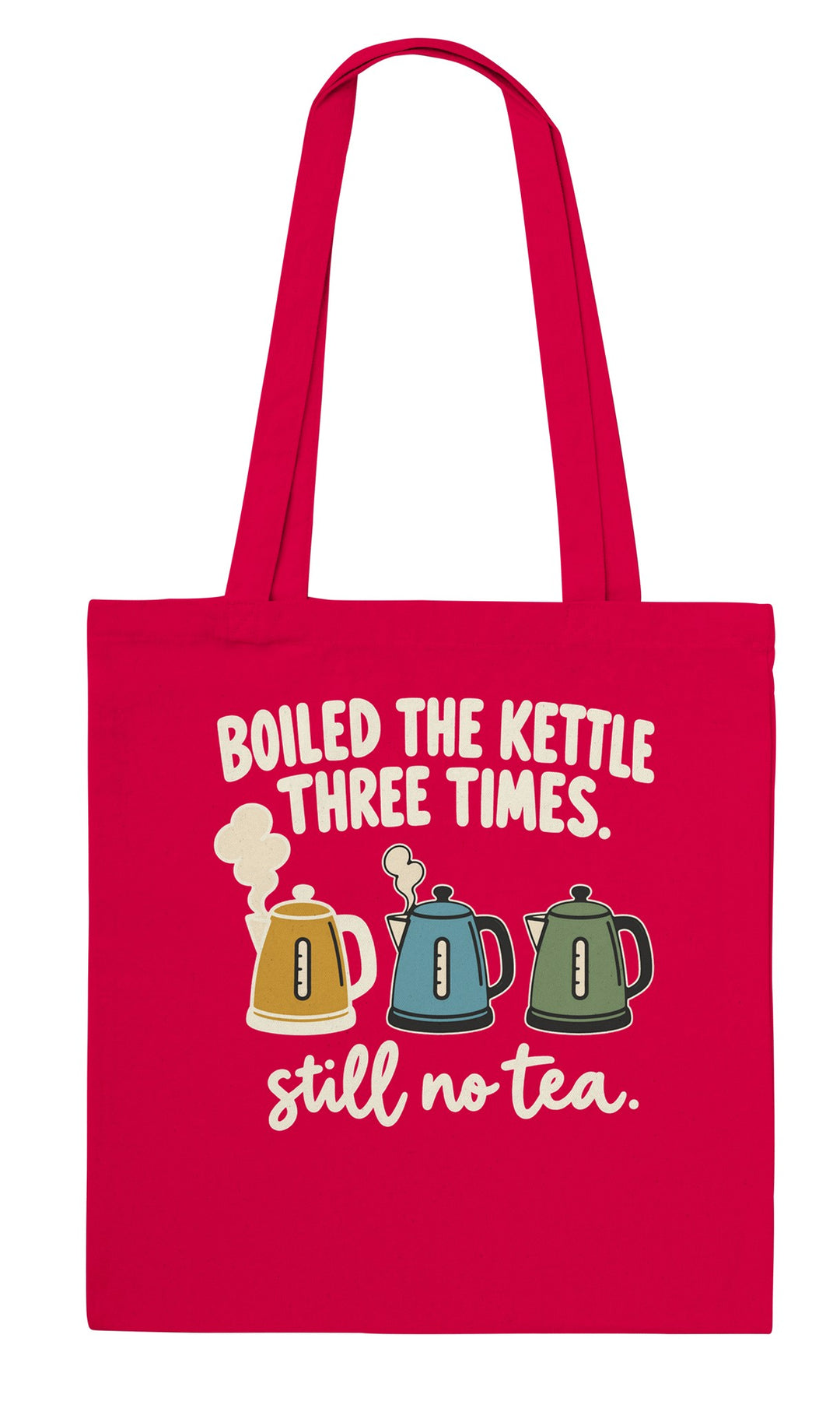 Boiled the Kettle Three Times feel-good tote bag in red, Zen Koala Australia