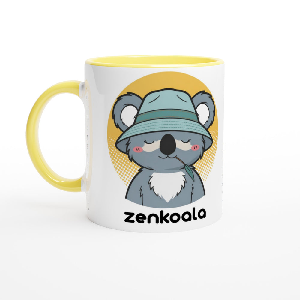Koala Zinc and Bucket Hat feel-good mug, yellow inside — Zen Koala Australia