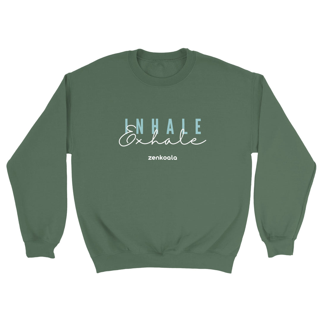 Exhale feel-good sweatshirt in military green, Zen Koala Australia