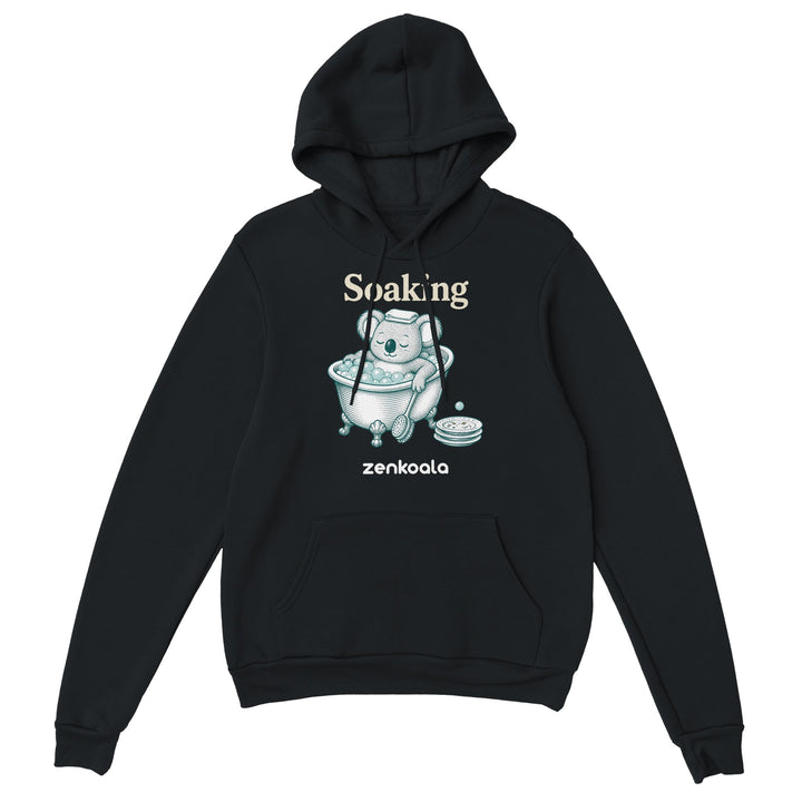 Soaking Koala Bath feel-good hoodie in Black — Zen Koala Australia