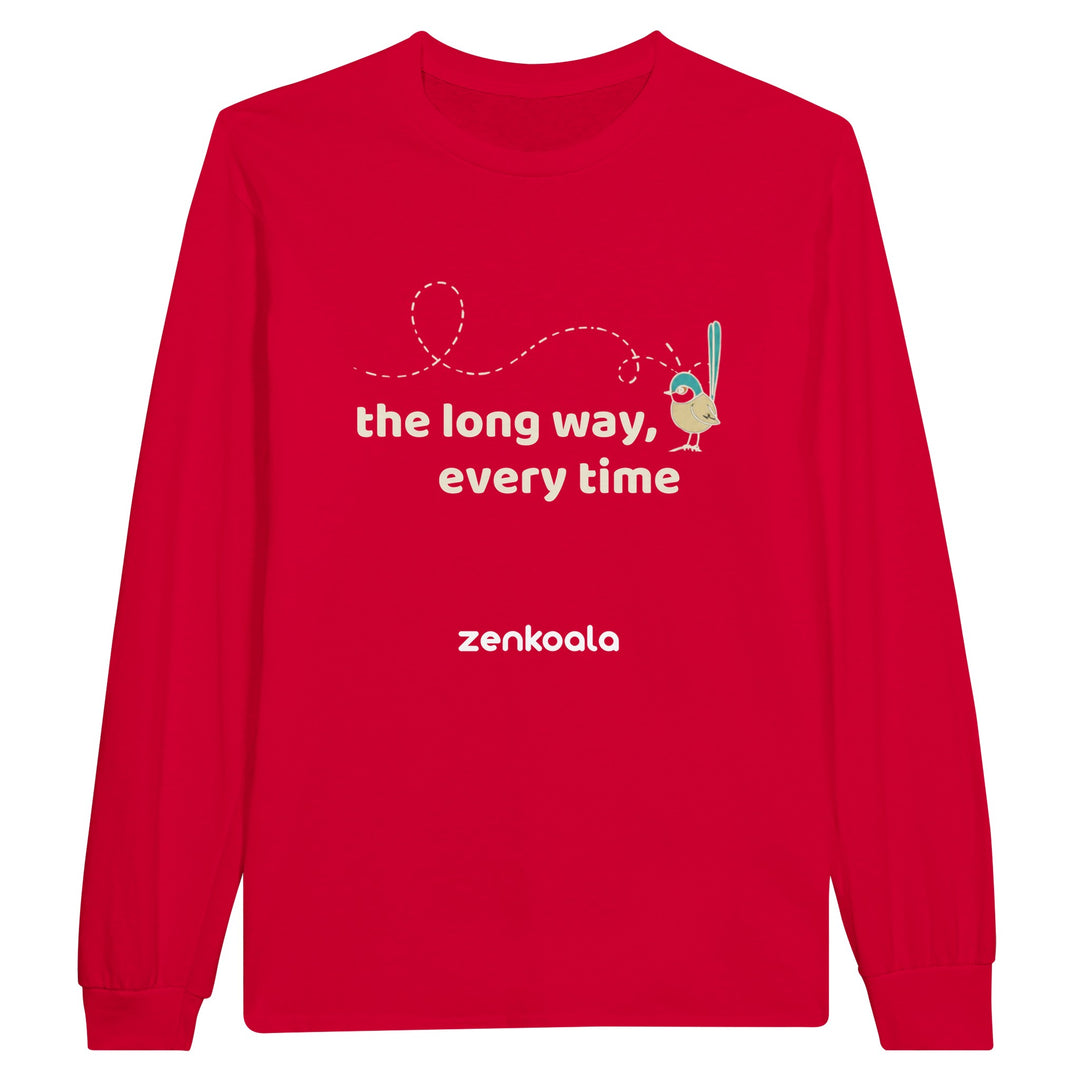The Long Way Every Time long sleeve tee in red — Zen Koala Australia