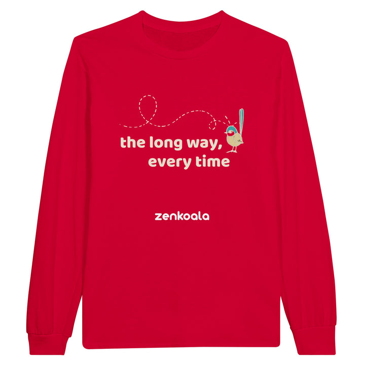 The Long Way Every Time long sleeve tee in red — Zen Koala Australia