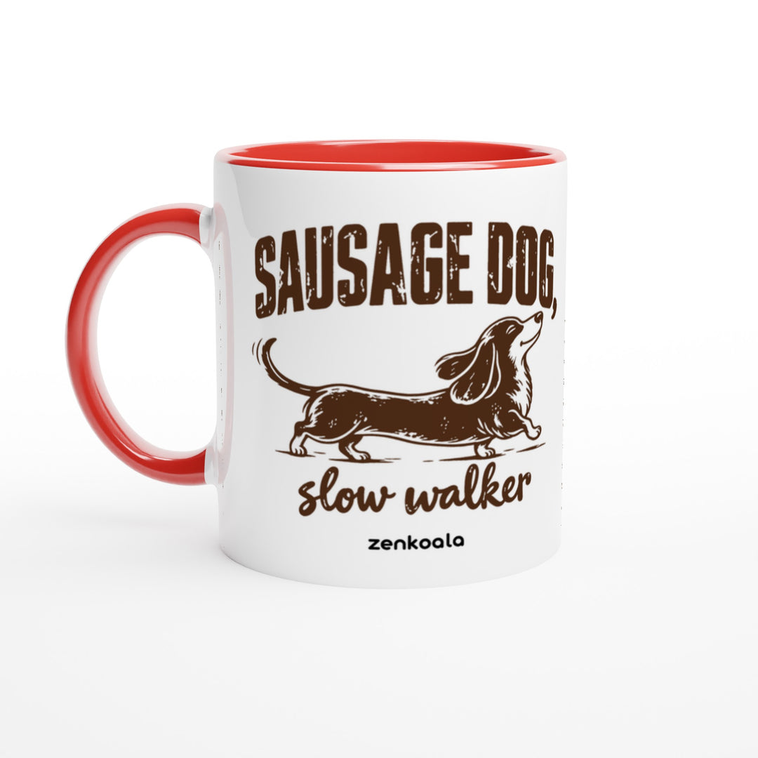 Sausage Dog Slow Walker feel-good mug: a sausage dog taking its time, Zen Koala Australia