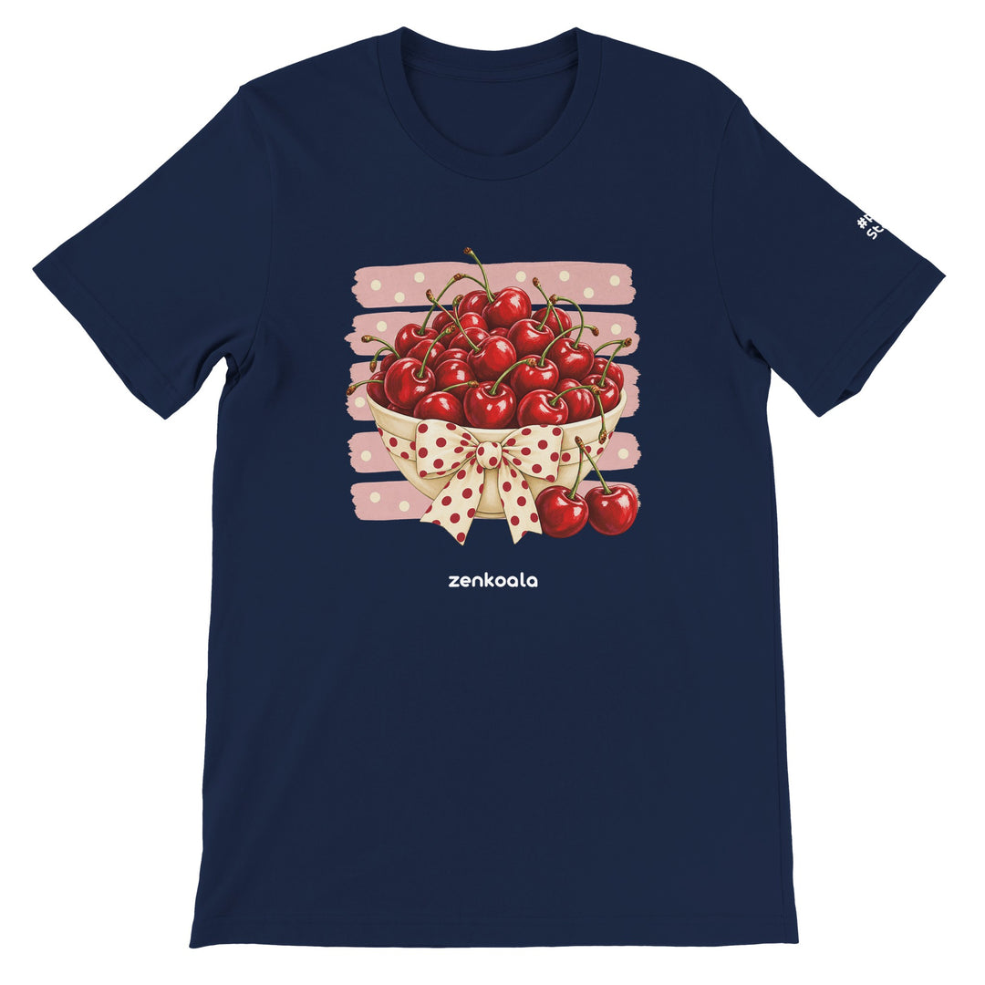 Cherries feel-good tee in navy, Zen Koala Australia