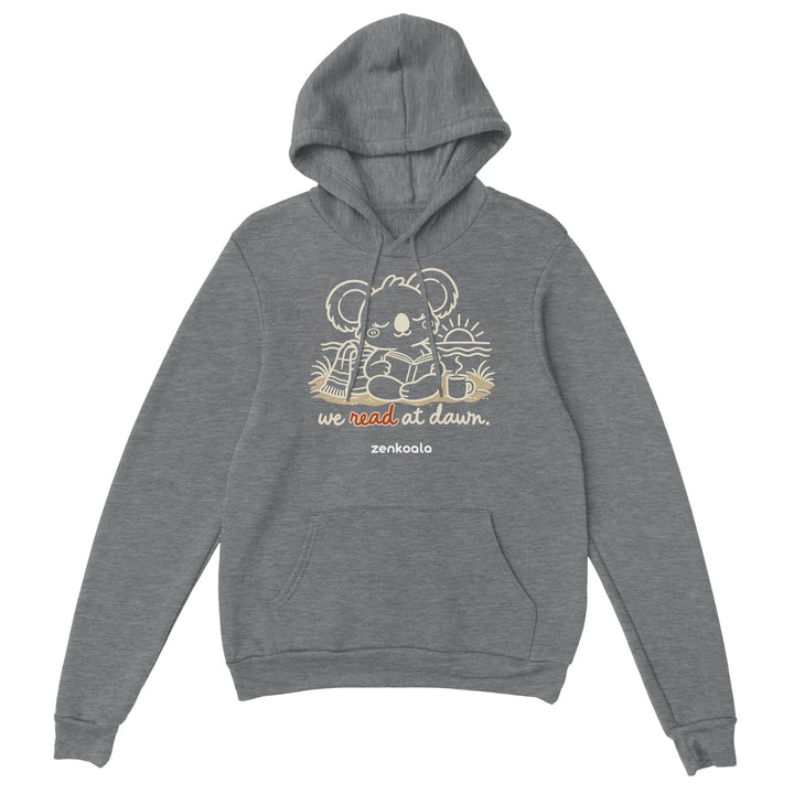 We Read at Dawn feel-good hoodie in sport grey, Zen Koala Australia