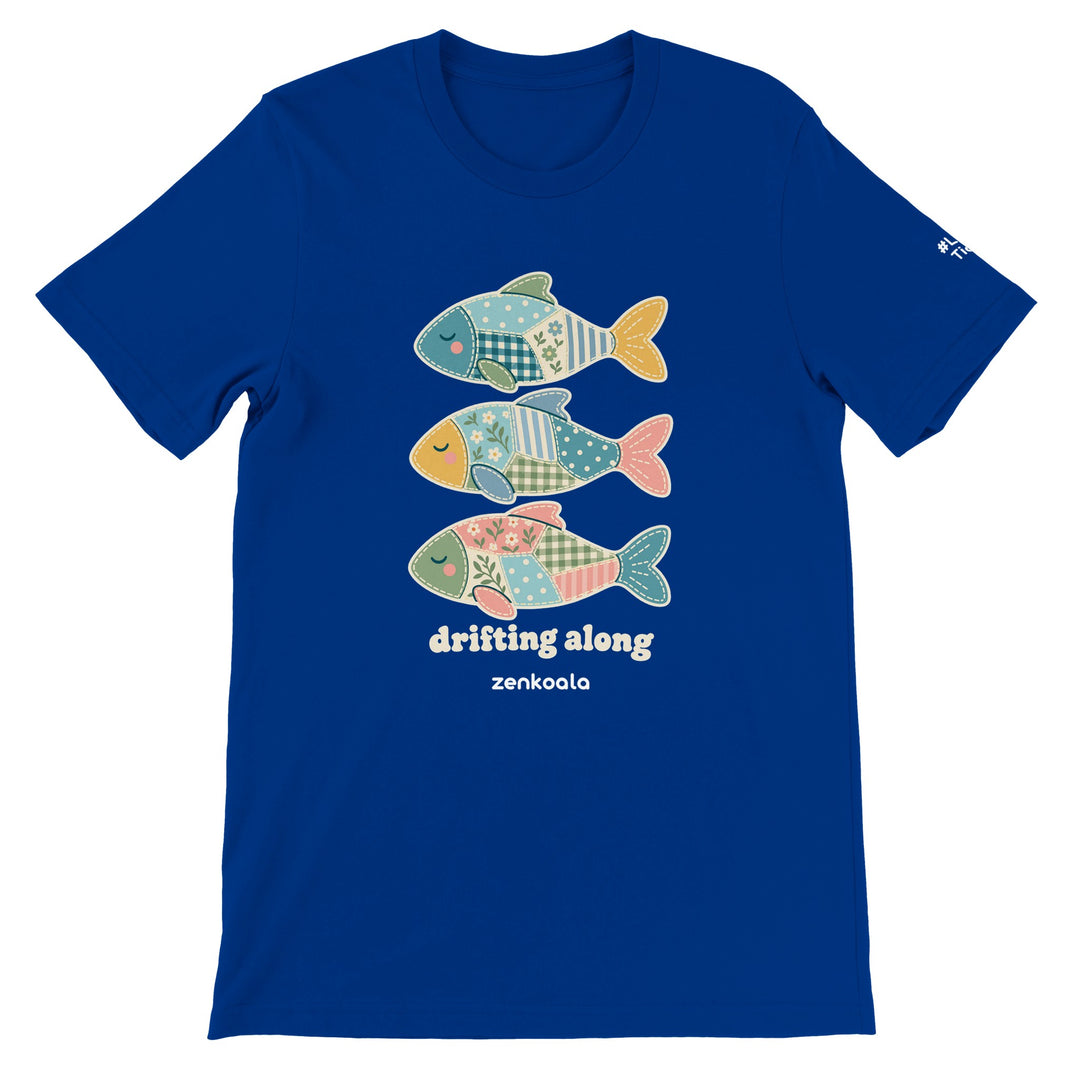 Drifting Along Fish feel-good tee in true royal, Zen Koala Australia