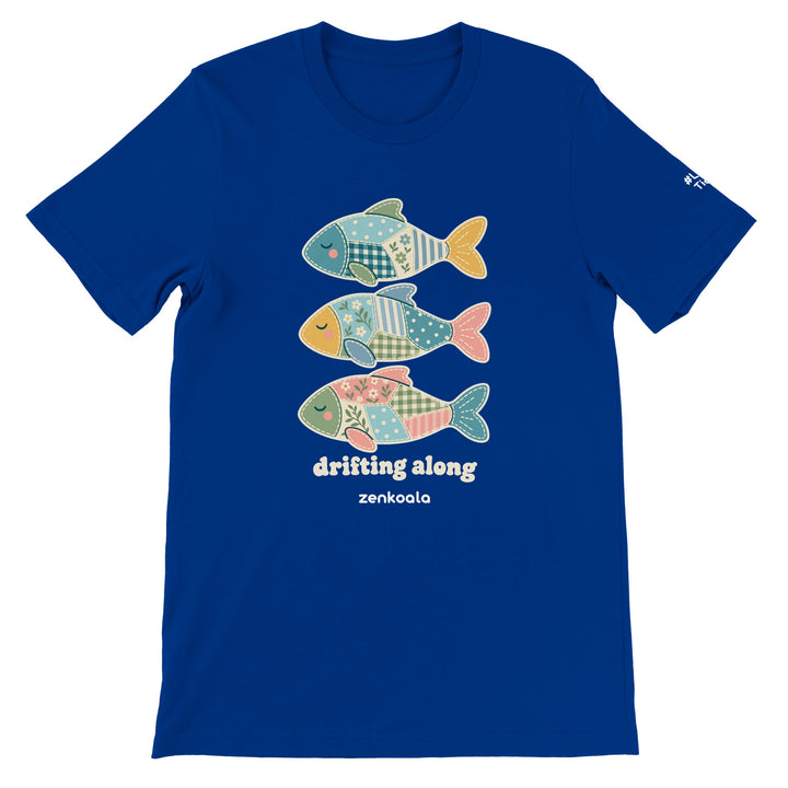 Drifting Along Fish feel-good tee in true royal, Zen Koala Australia