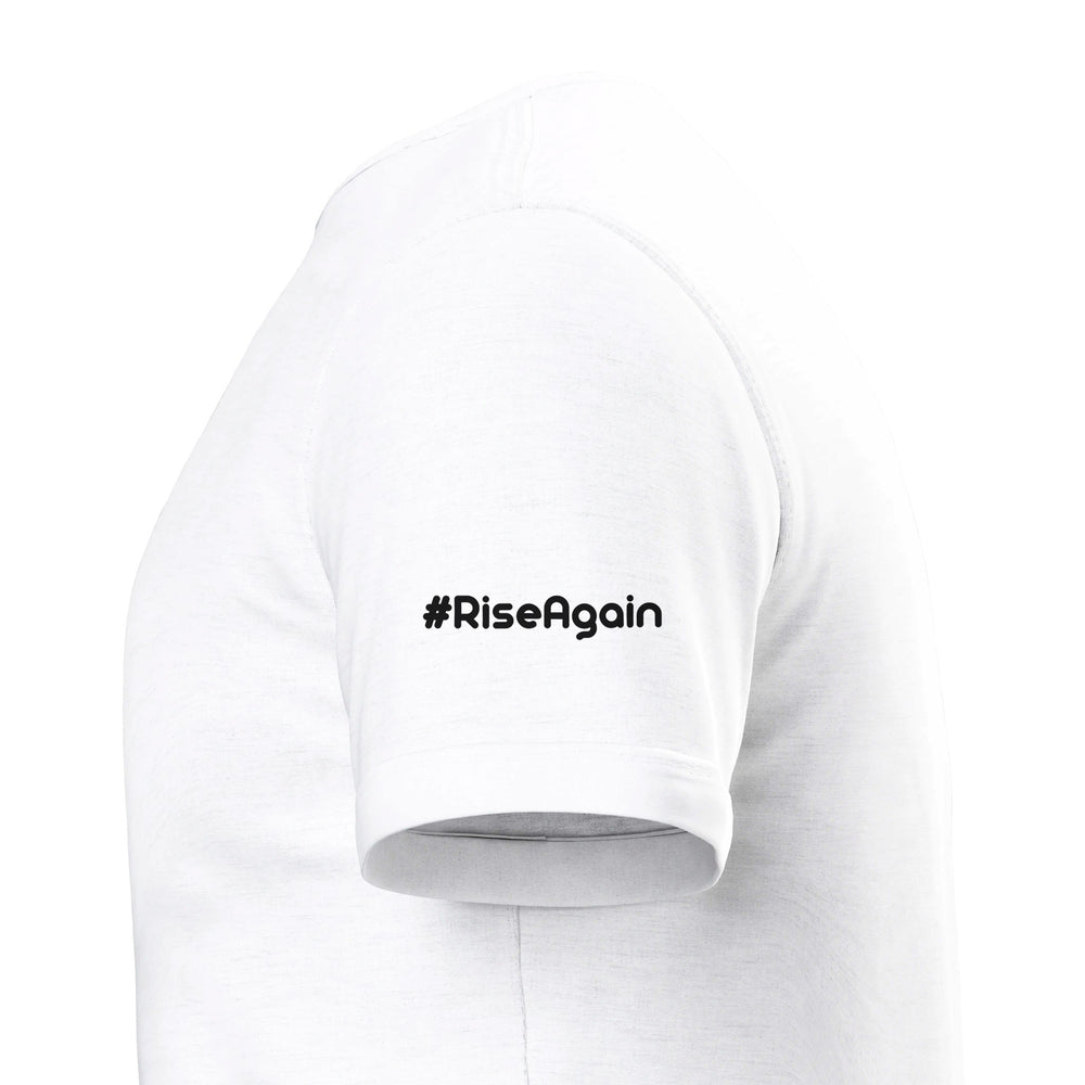 Sleeve close-up: #RiseAgain — Zen Koala Australia feel-good clothing