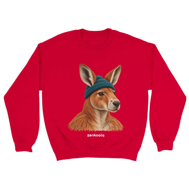 Kangaroo Beanie feel-good sweatshirt in red, Zen Koala Australia