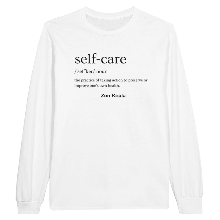 Self Care feel-good long sleeve tee — gentle permission to put yourself on the list, Zen Koala Australia