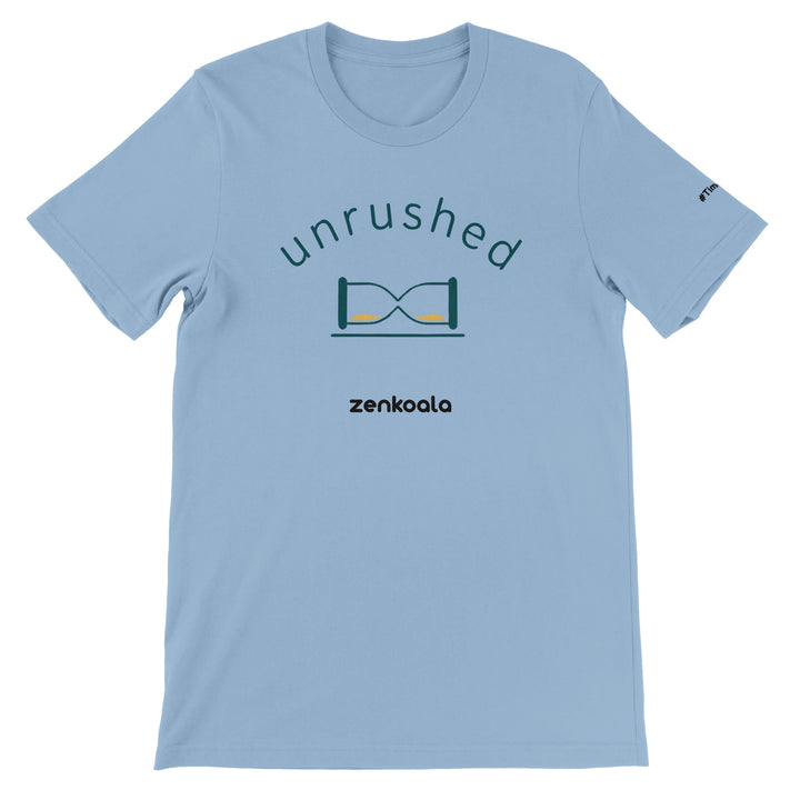 Unrushed feel-good tee in light blue — Zen Koala Australia