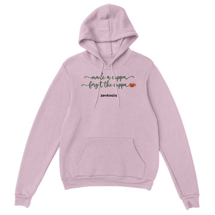 Made a Cuppa Forgot the Cuppa feel-good hoodie in light pink, Zen Koala Australia