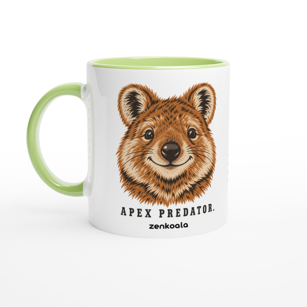 Apex Predator mug in green: white with a green rim, inside and handle, Zen Koala Australia
