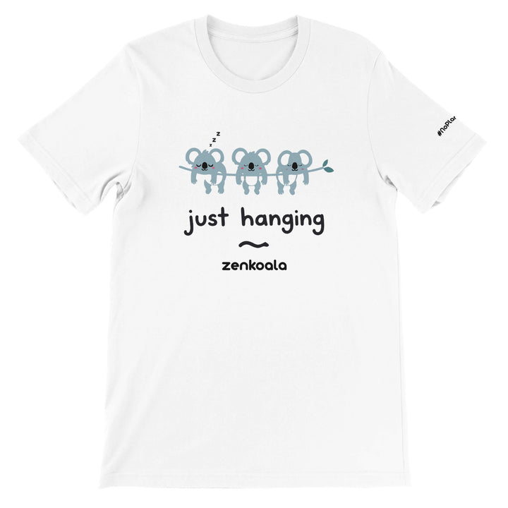 Just Hanging feel-good tee in white — Zen Koala Australia