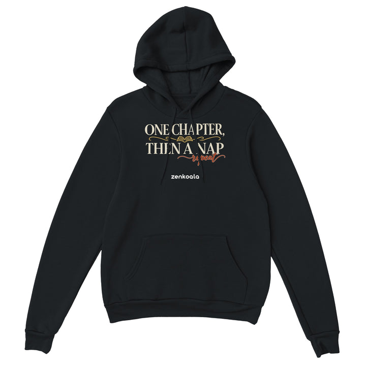 One Chapter Then a Nap feel-good hoodie in black, Zen Koala Australia