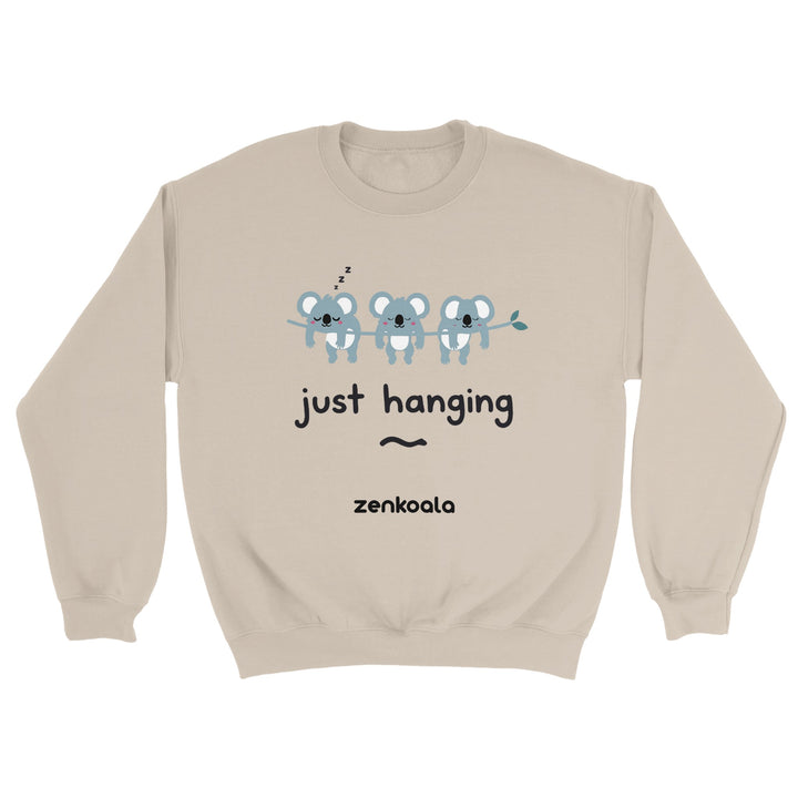 Just Hanging feel-good sweatshirt in sand — Zen Koala Australia