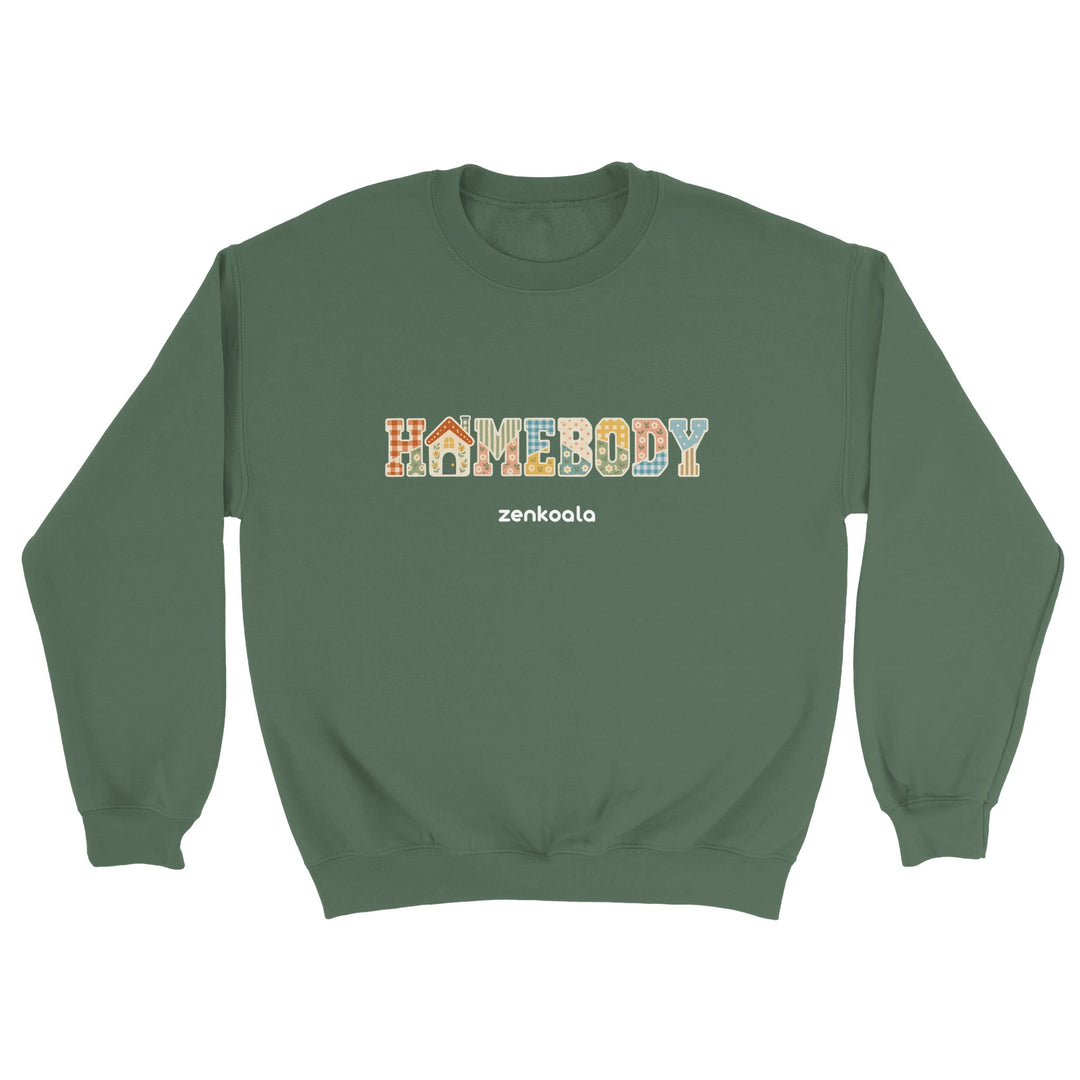 Homebody Faux Patchwork feel-good sweatshirt in military green, Zen Koala Australia