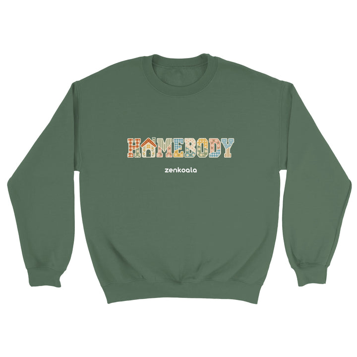 Homebody Faux Patchwork feel-good sweatshirt in military green, Zen Koala Australia