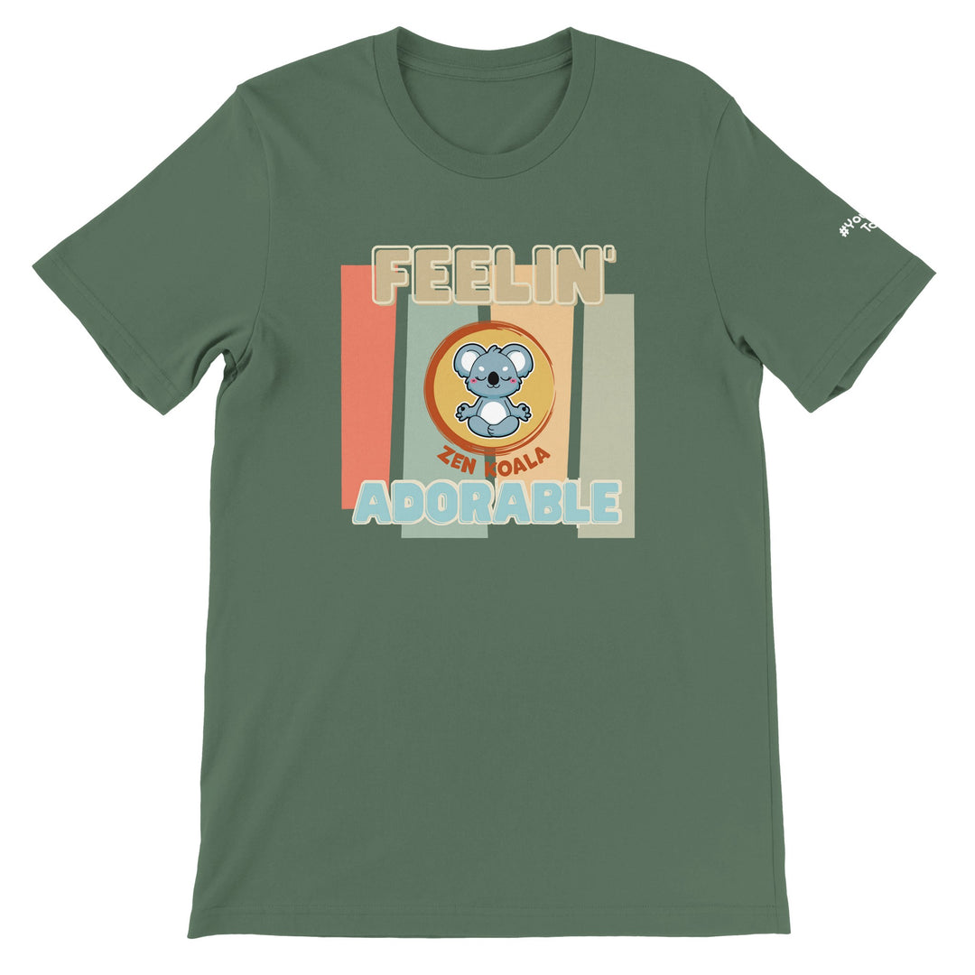 Feeling Adorable feel-good tee in military green, Zen Koala Australia