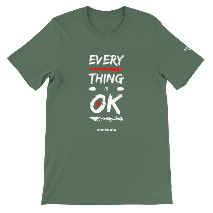 Everything is OK feel-good tee in military green, Zen Koala Australia