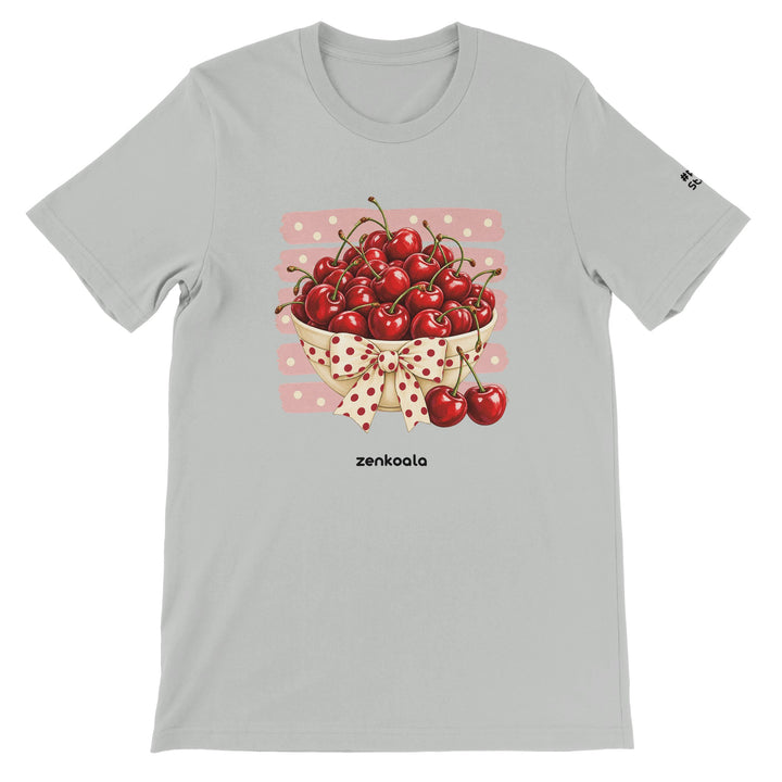Cherries feel-good tee in silver, Zen Koala Australia