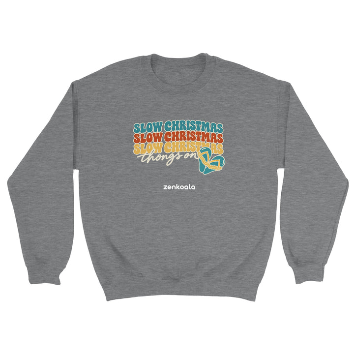 Slow Christmas Thongs On feel-good sweatshirt in sport grey, Zen Koala Australia