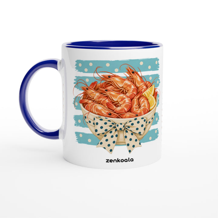 Prawns feel-good mug: a bowl of prawns with a bow, Zen Koala Australia