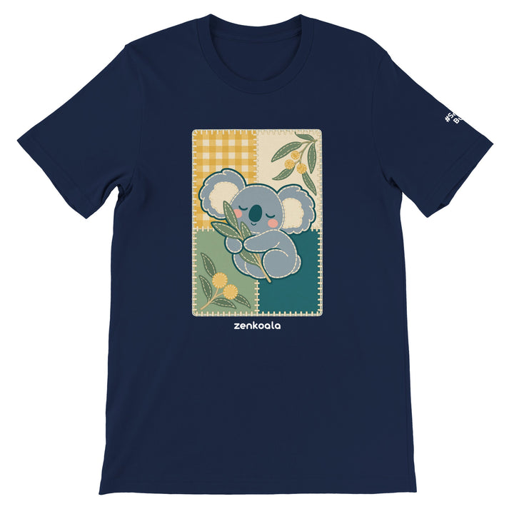 Koala Quilt feel-good tee in navy, Zen Koala Australia