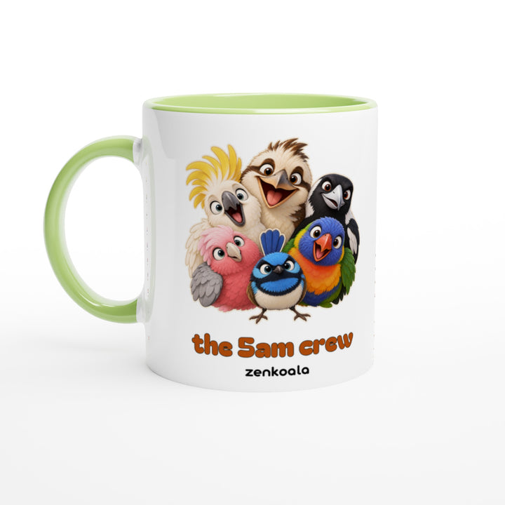 The 5am Crew mug in green: white with a green rim, inside and handle, Zen Koala Australia