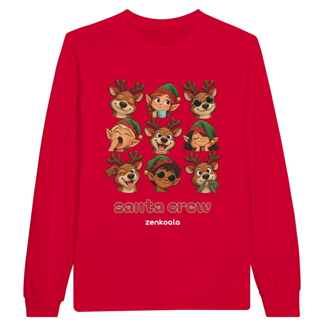 Santa Crew feel-good long sleeve tee in red, Zen Koala Australia