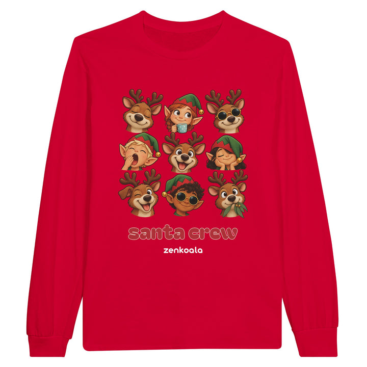 Santa Crew feel-good long sleeve tee in red, Zen Koala Australia