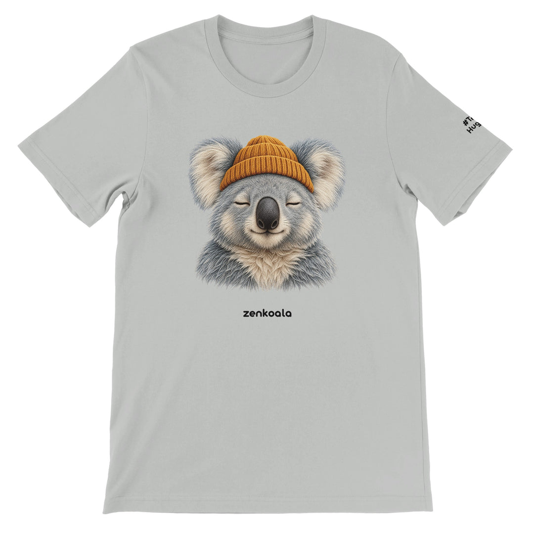 Koala Beanie feel-good tee in silver, Zen Koala Australia