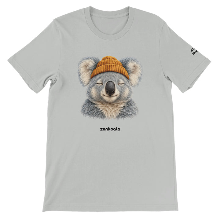 Koala Beanie feel-good tee in silver, Zen Koala Australia