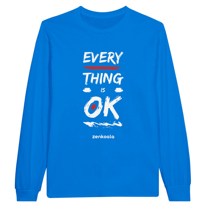 Everything is OK feel-good long sleeve tee in royal, Zen Koala Australia