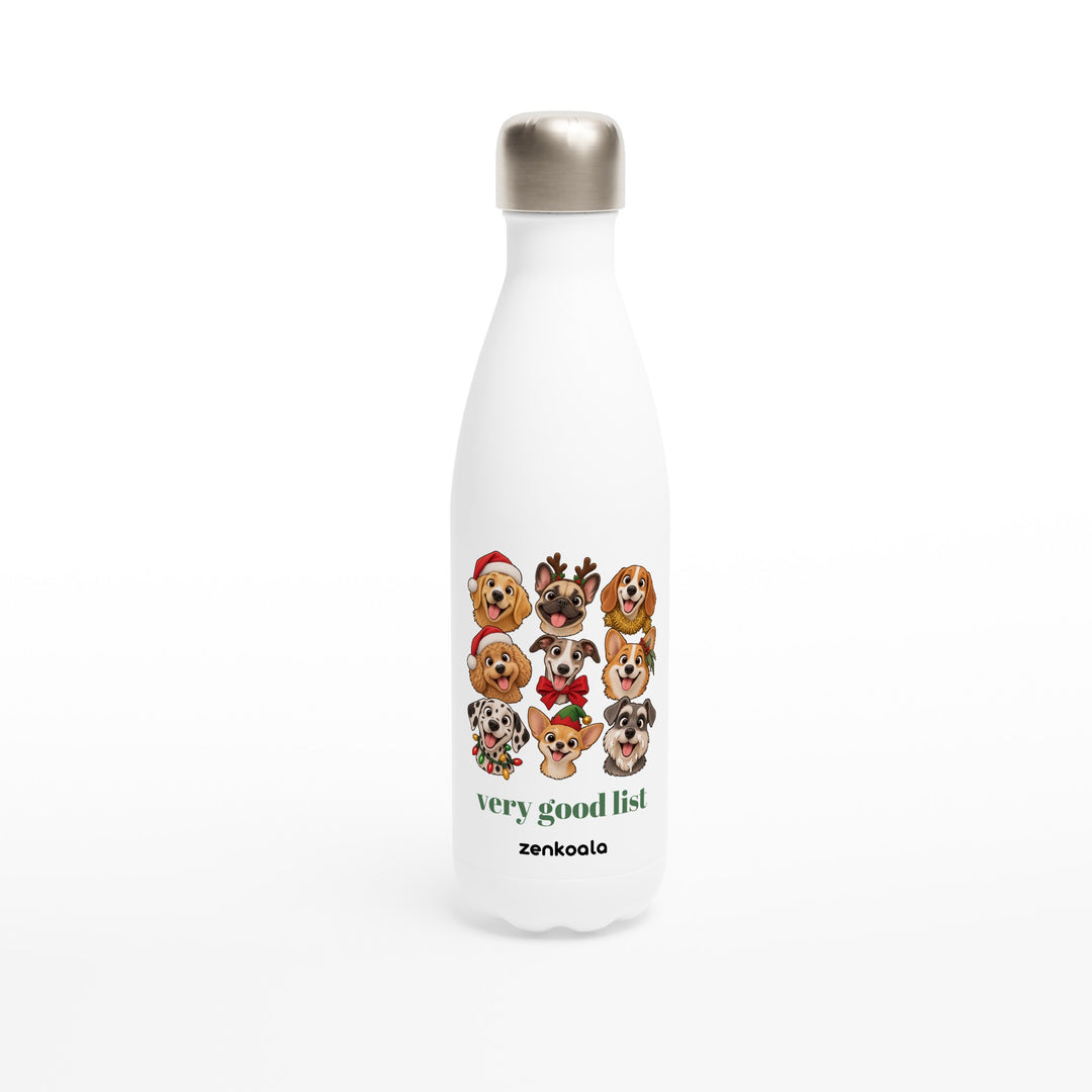 Very Good List feel-good water bottle: a crew of Christmas dogs, Zen Koala Australia