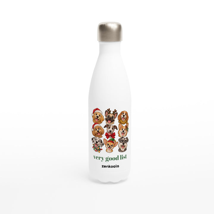 Very Good List feel-good water bottle: a crew of Christmas dogs, Zen Koala Australia