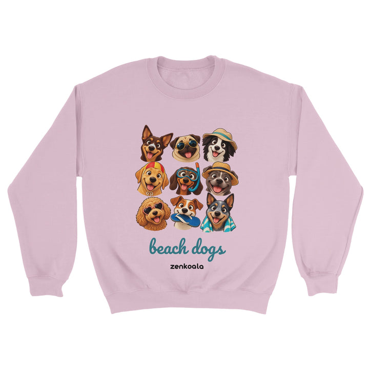 Beach Dogs feel-good sweatshirt in light pink, Zen Koala Australia